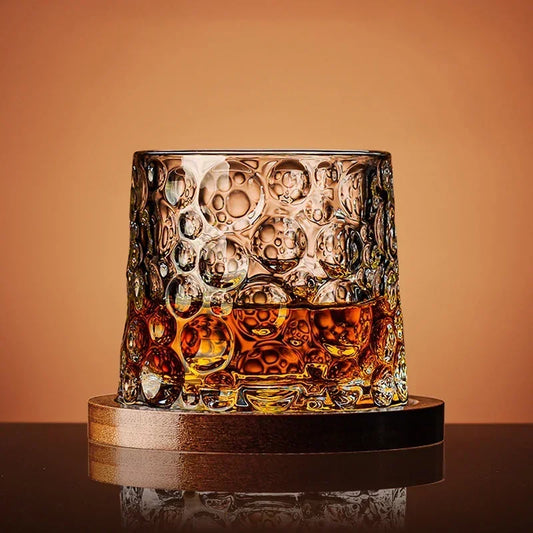 Tumbler Whiskey Glass with Base Rotating