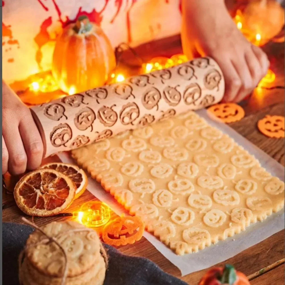 Wooden Halloween Rolling Pins - Pumpkin