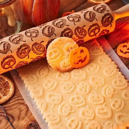 Wooden Halloween Rolling Pins - Pumpkin