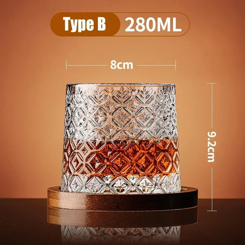 Tumbler Whiskey Glass with Base Rotating