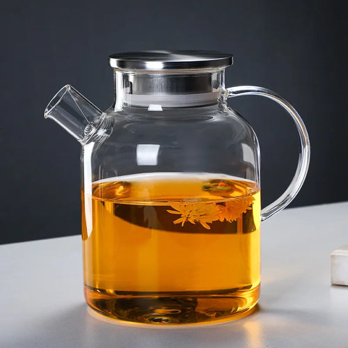 1L/1.8L Transparent Borosilicate Glass Teapot - Heat Resistant