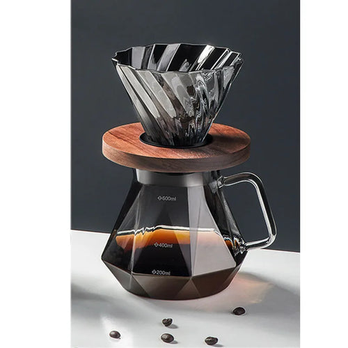 Clear Glass Coffee Carafe - Diamond Shaped Coffee Pot with Reusable