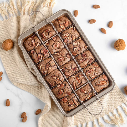 18-Hole Non-Stick Brownie Pan with Built-In Divider