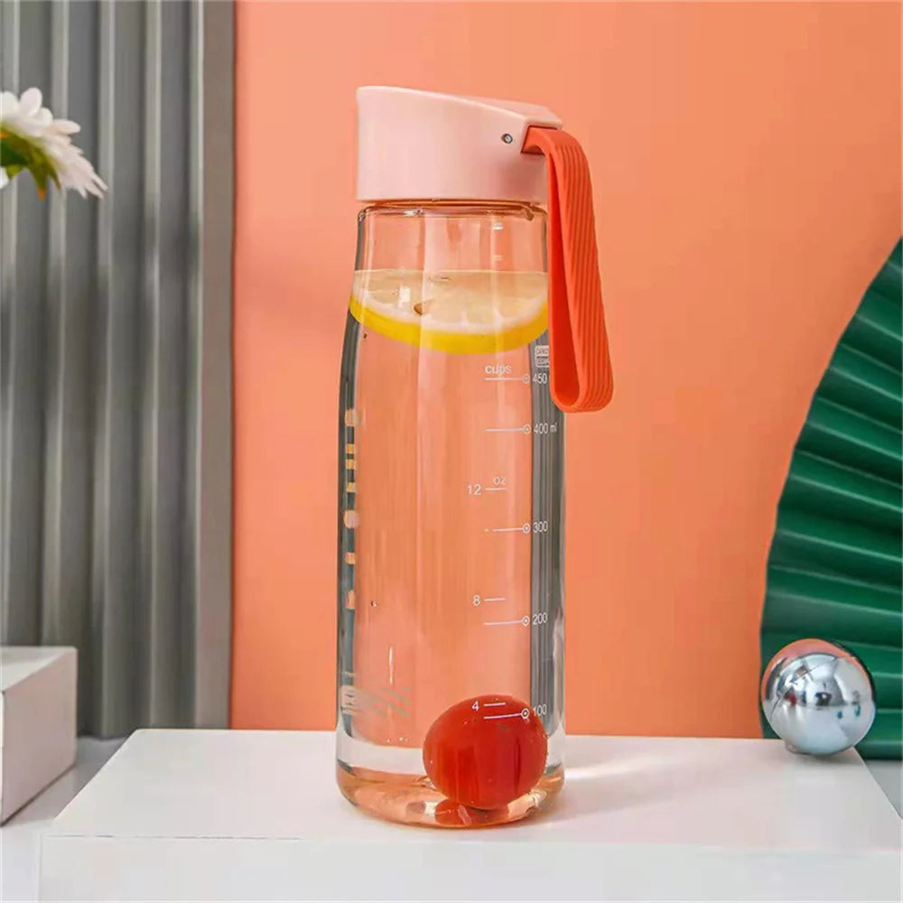 550ml/650ml Clear Plastic Sports Water Bottle with Portable Rope