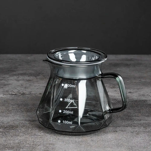 Clear Glass Coffee Carafe - Diamond Shaped Coffee Pot with Reusable