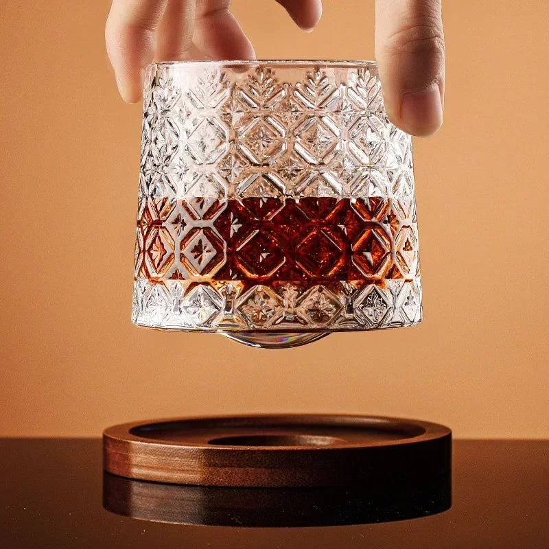 Tumbler Whiskey Glass with Base Rotating