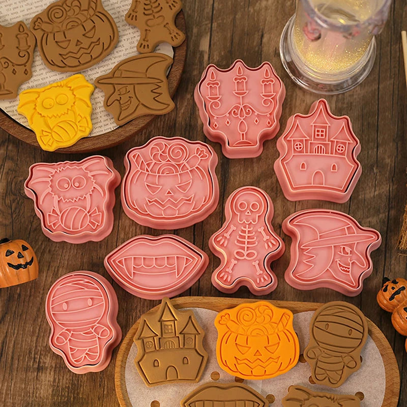 8Pcs/set Halloween DIY Pumpkin Ghost Cookie Cutters 3D Pressable