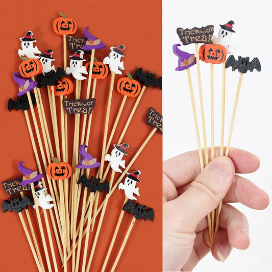 50/100Pcs Halloween Disposable Bamboo Toothpick - Skewers