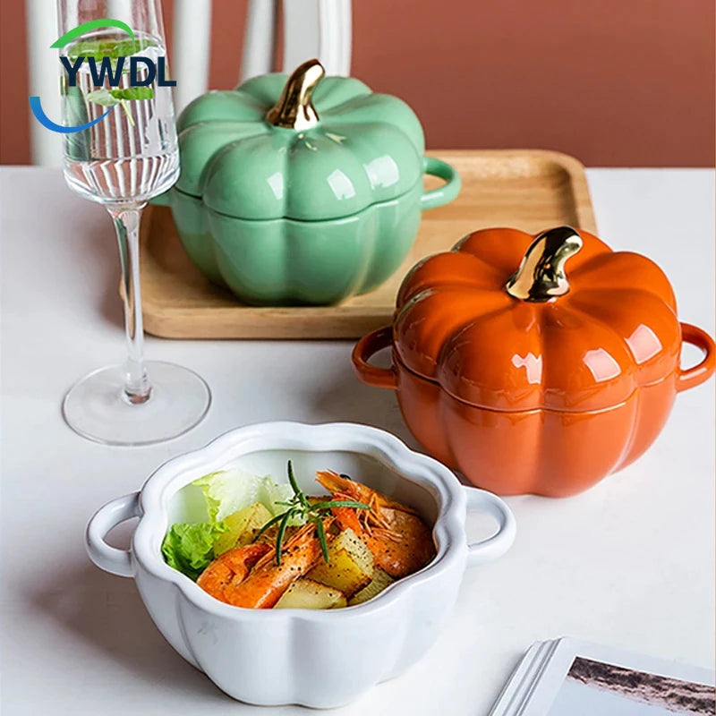 Pumpkin Shape Bowl with Lid - Ceramic