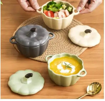 Pumpkin Shape Ceramic Soup Bowl