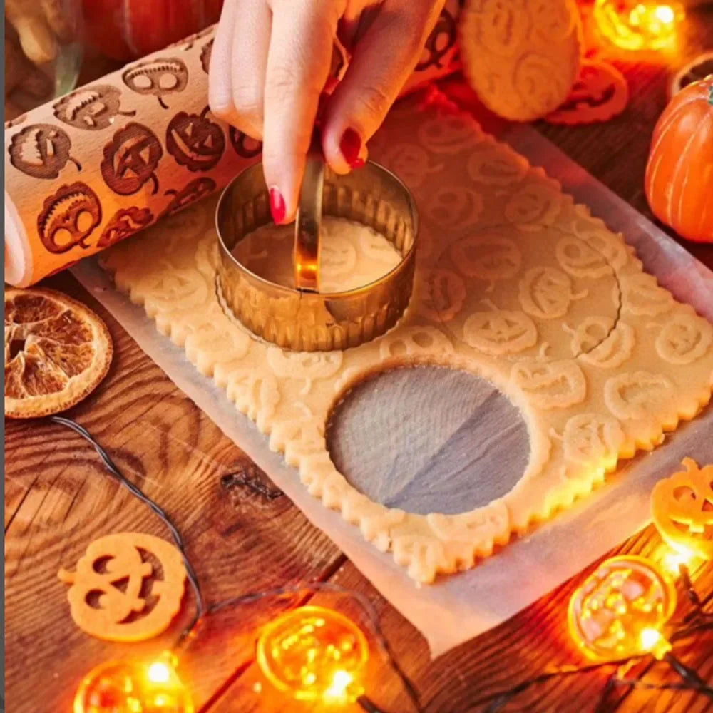 Wooden Halloween Rolling Pins - Pumpkin