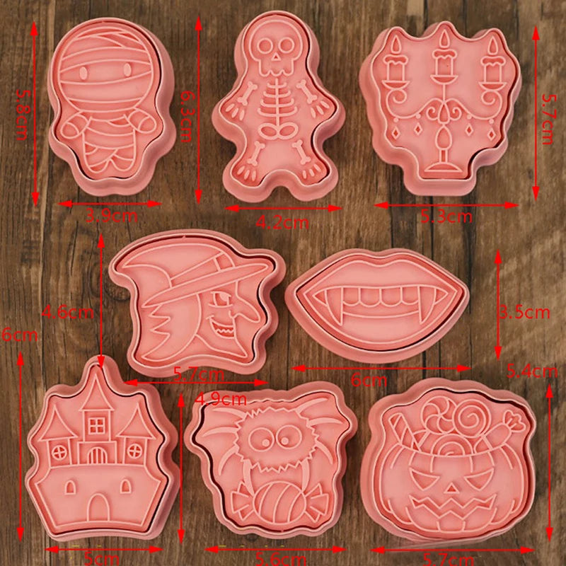 8Pcs/set Halloween DIY Pumpkin Ghost Cookie Cutters 3D Pressable