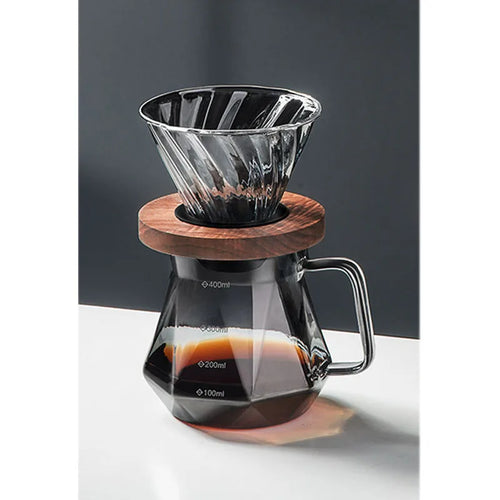 Clear Glass Coffee Carafe - Diamond Shaped Coffee Pot with Reusable