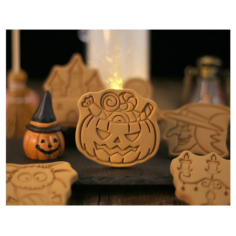 8Pcs/set Halloween DIY Pumpkin Ghost Cookie Cutters 3D Pressable