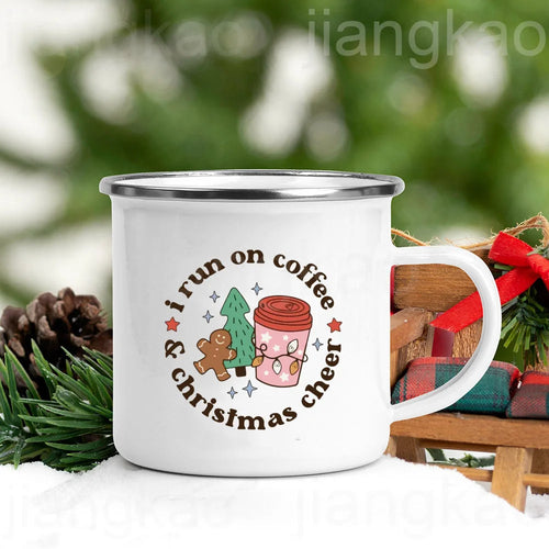 “Christmas Calories Don’t Count” Festive Enamel Coffee Mug