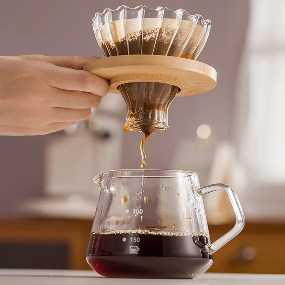 Pour Over Coffee Maker Set - Glass Pot with Filter Coffee Brewer