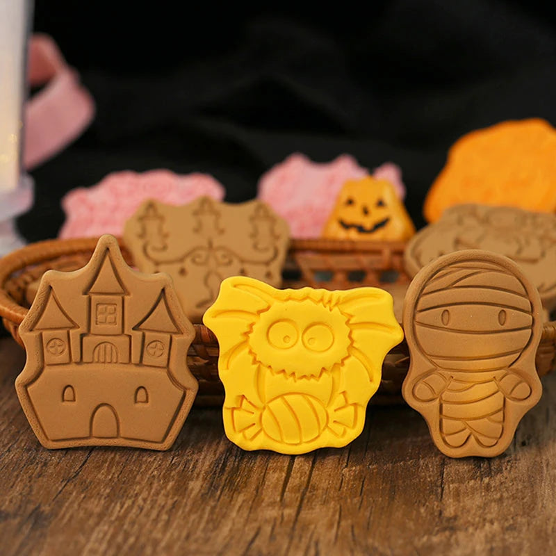 8Pcs/set Halloween DIY Pumpkin Ghost Cookie Cutters 3D Pressable