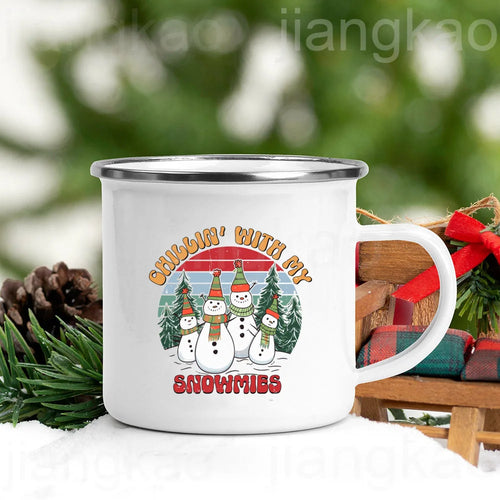 “Christmas Calories Don’t Count” Festive Enamel Coffee Mug