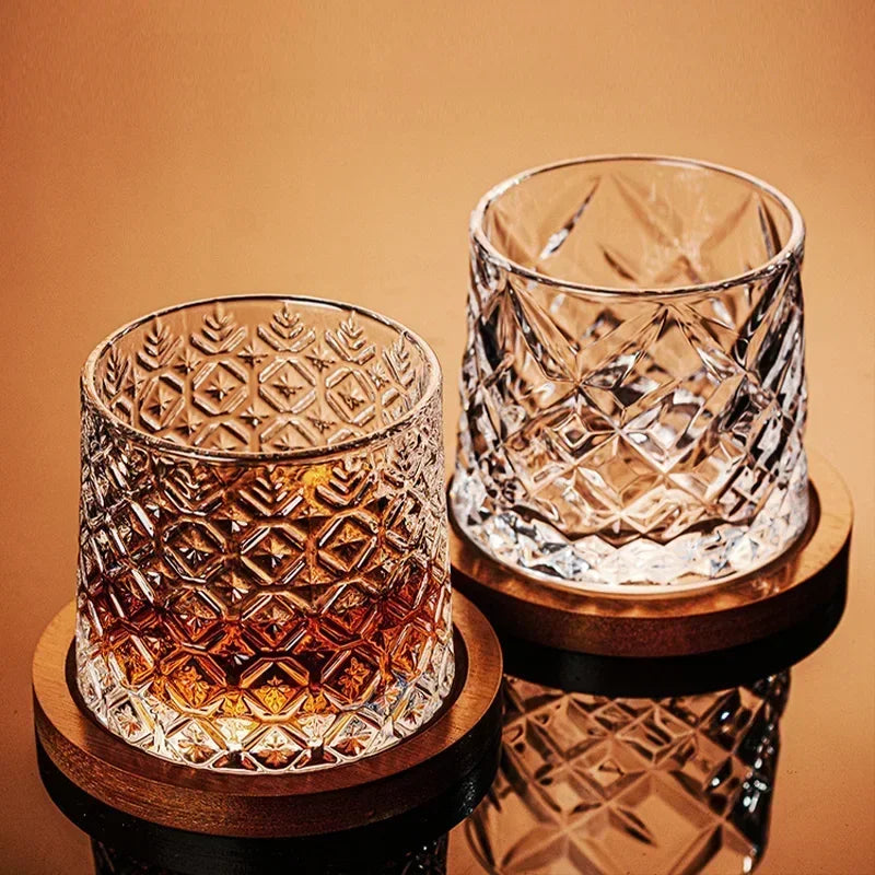 Tumbler Whiskey Glass with Base Rotating