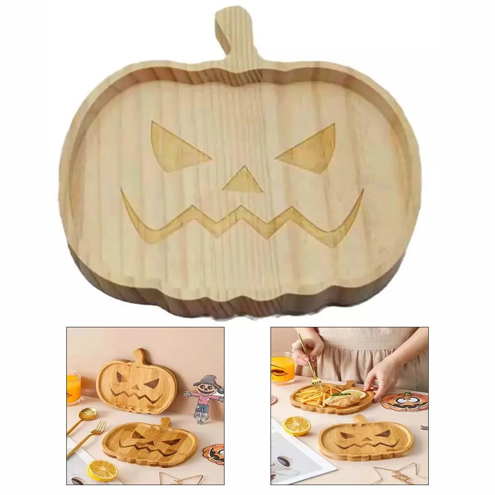 Halloween Pumpkin Wooden Plate/ Tray