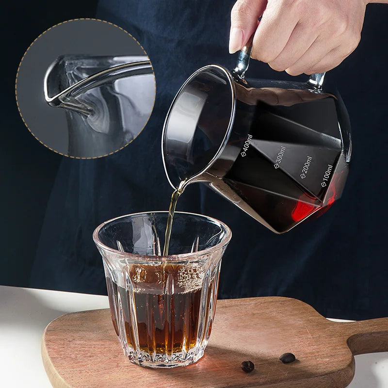 Clear Glass Coffee Carafe - Diamond Shaped Coffee Pot with Reusable