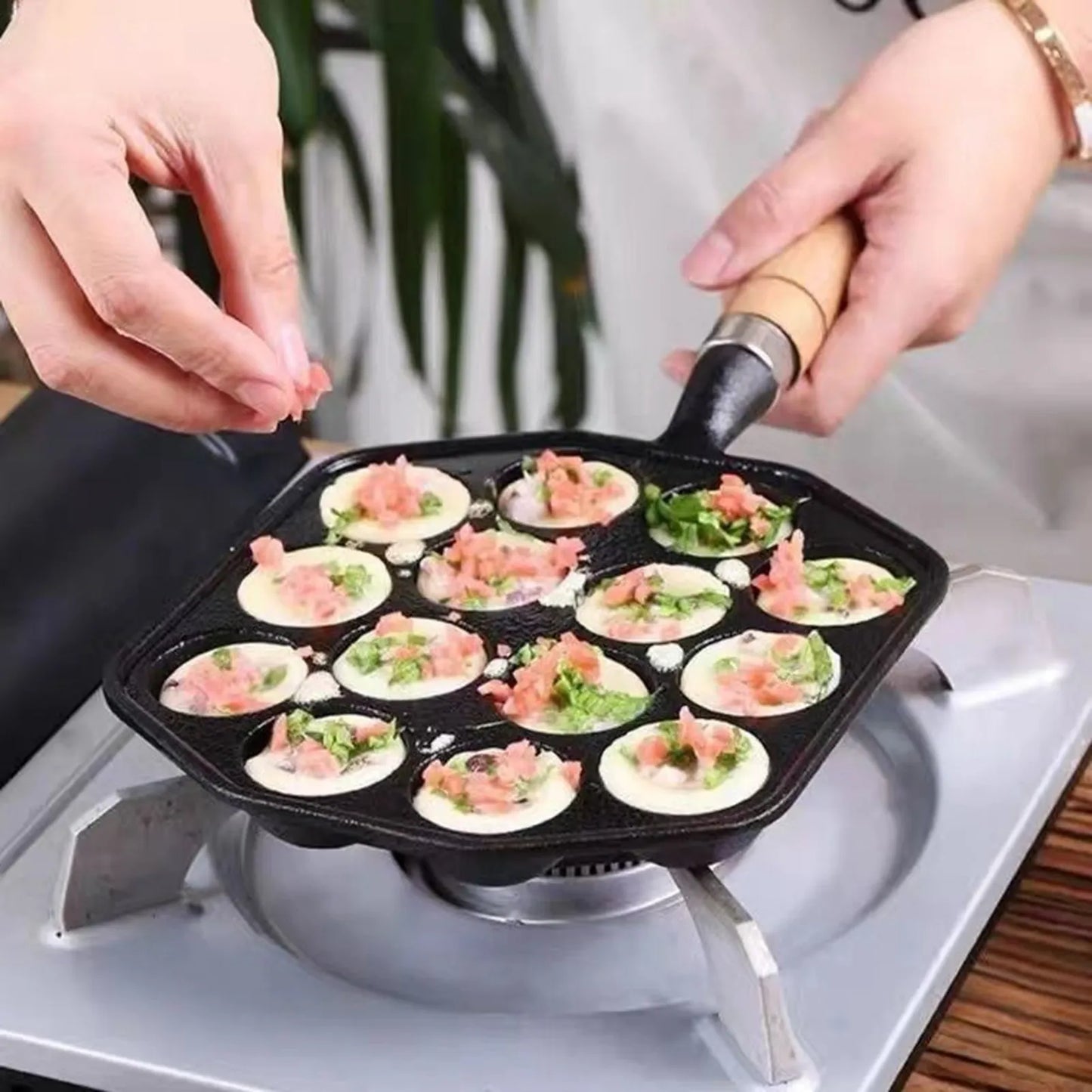 14 Holes Takoyaki Pan Nonstick Cast Iron