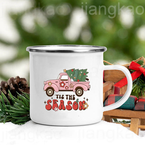 “Christmas Calories Don’t Count” Festive Enamel Coffee Mug