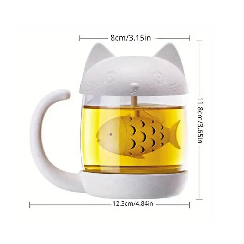 Cartoon Cat Tea Mugs with Infuser and Lid