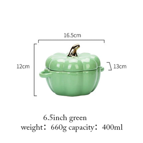 Pumpkin Shape Bowl with Lid - Ceramic - 400 ML