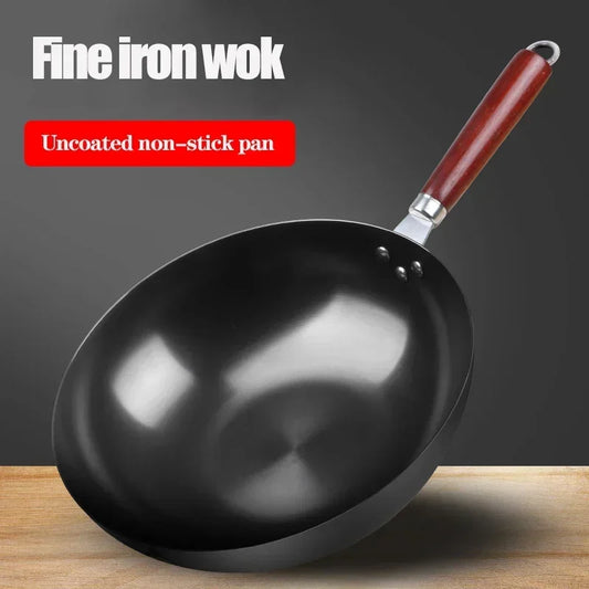 Handmade Iron Wok 28cm/30cm/32cm/34cm - Non-stick