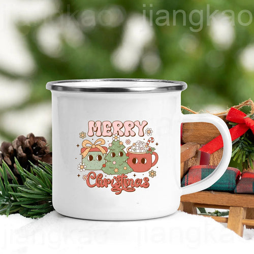 “Christmas Calories Don’t Count” Festive Enamel Coffee Mug