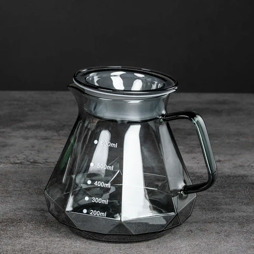 Clear Glass Coffee Carafe - Diamond Shaped Coffee Pot with Reusable