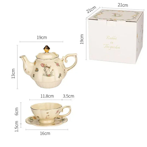 Luxury Cup and Pot Girl and Rabbit - Ceramic Tea/Coffee pot & Cup