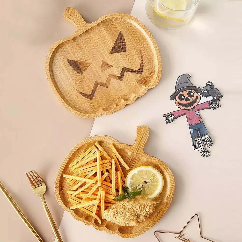 Halloween Pumpkin Wooden Plate/ Tray