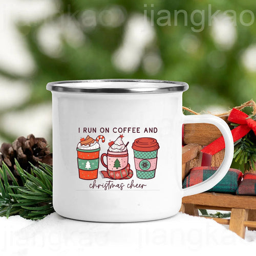 “Christmas Calories Don’t Count” Festive Enamel Coffee Mug