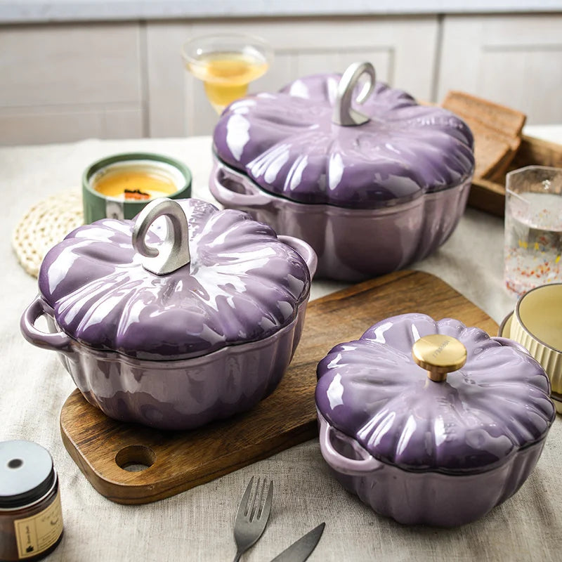 Pumpkin Enamel Stew Sets of Pot - Iron Casserole Pots