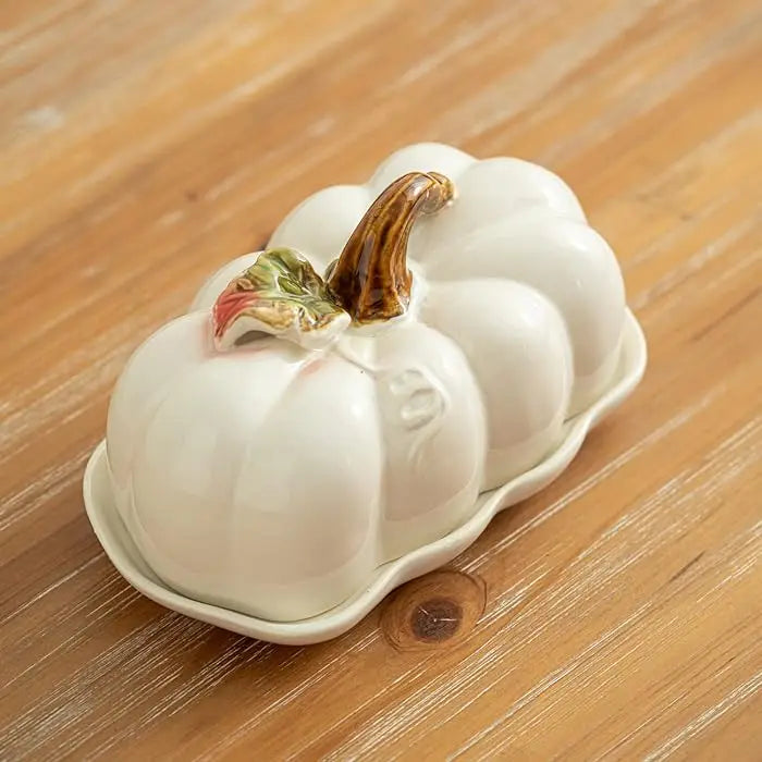 Cute and Novel Pumpkin Dining/Snack Plate with Lid - Ceramic