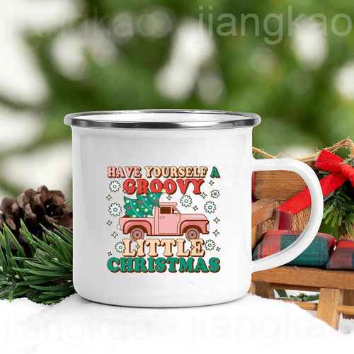 “Christmas Calories Don’t Count” Festive Enamel Coffee Mug