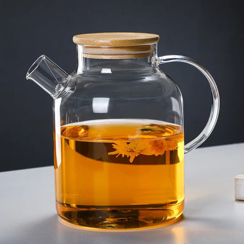 1L/1.8L Transparent Borosilicate Glass Teapot - Heat Resistant