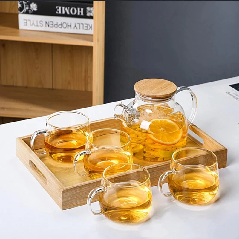 1L/1.8L Transparent Borosilicate Glass Teapot - Heat Resistant