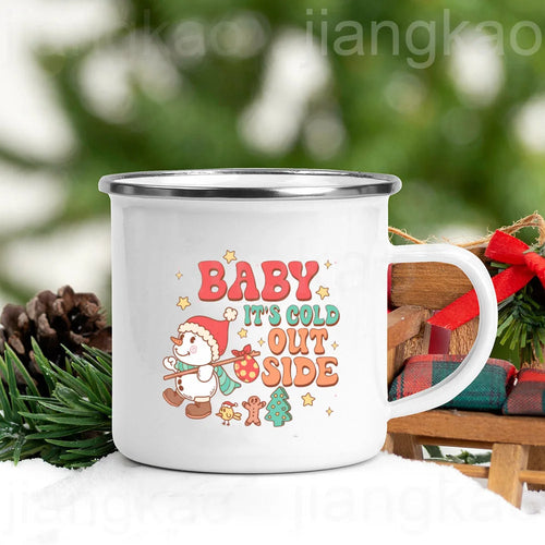 “Christmas Calories Don’t Count” Festive Enamel Coffee Mug