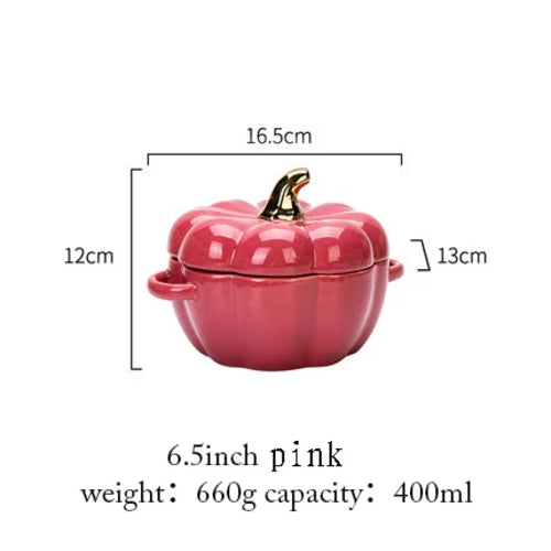 Pumpkin Shape Bowl with Lid - Ceramic - 400 ML