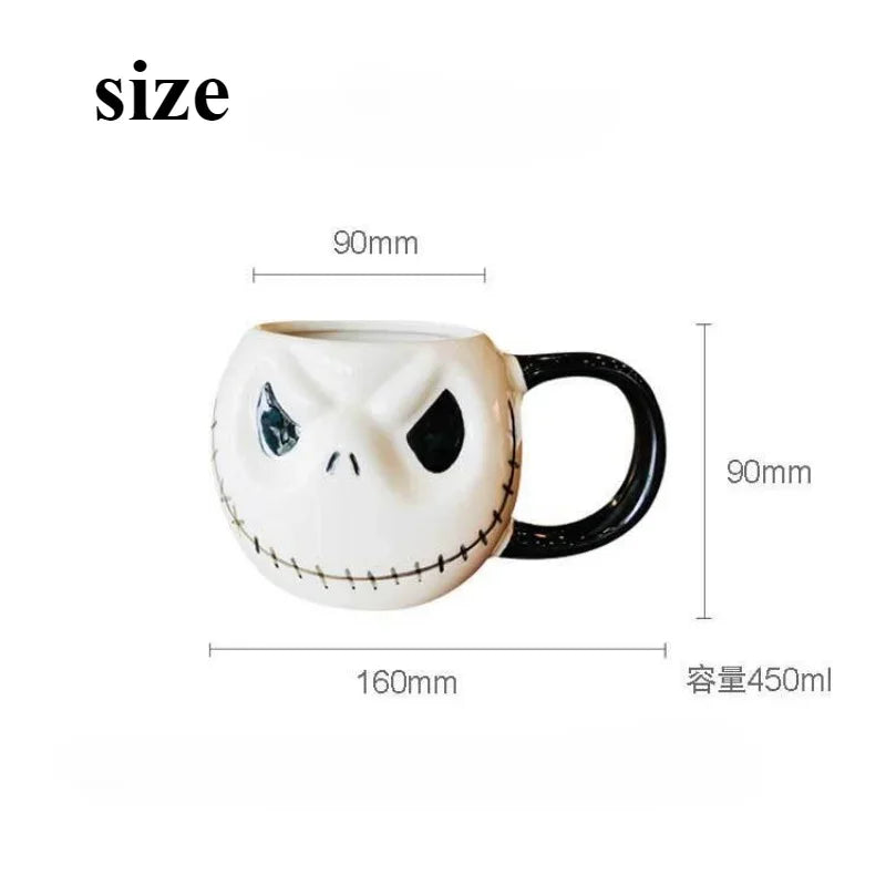 600ml Halloween Skull Mug with Handle - Ceramic Cup