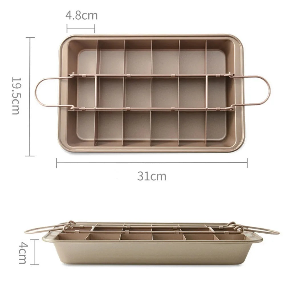 18-Hole Non-Stick Brownie Pan with Built-In Divider