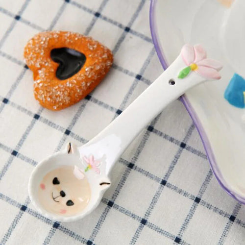 4Pcs/Set Ceramic Pet Design Spoon