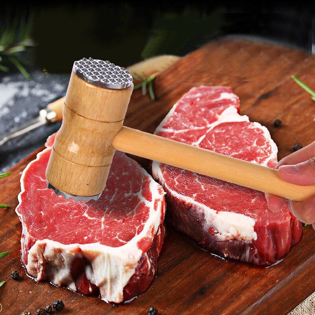 Wooden Double - Sided Meat Hammer