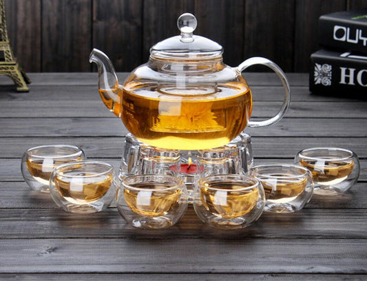 Tea Set - High Borosilicate Glass Tea Pot Set with Infuser