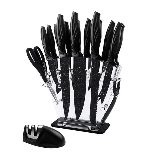 17 Pc Knife Set with Block & Sharpener