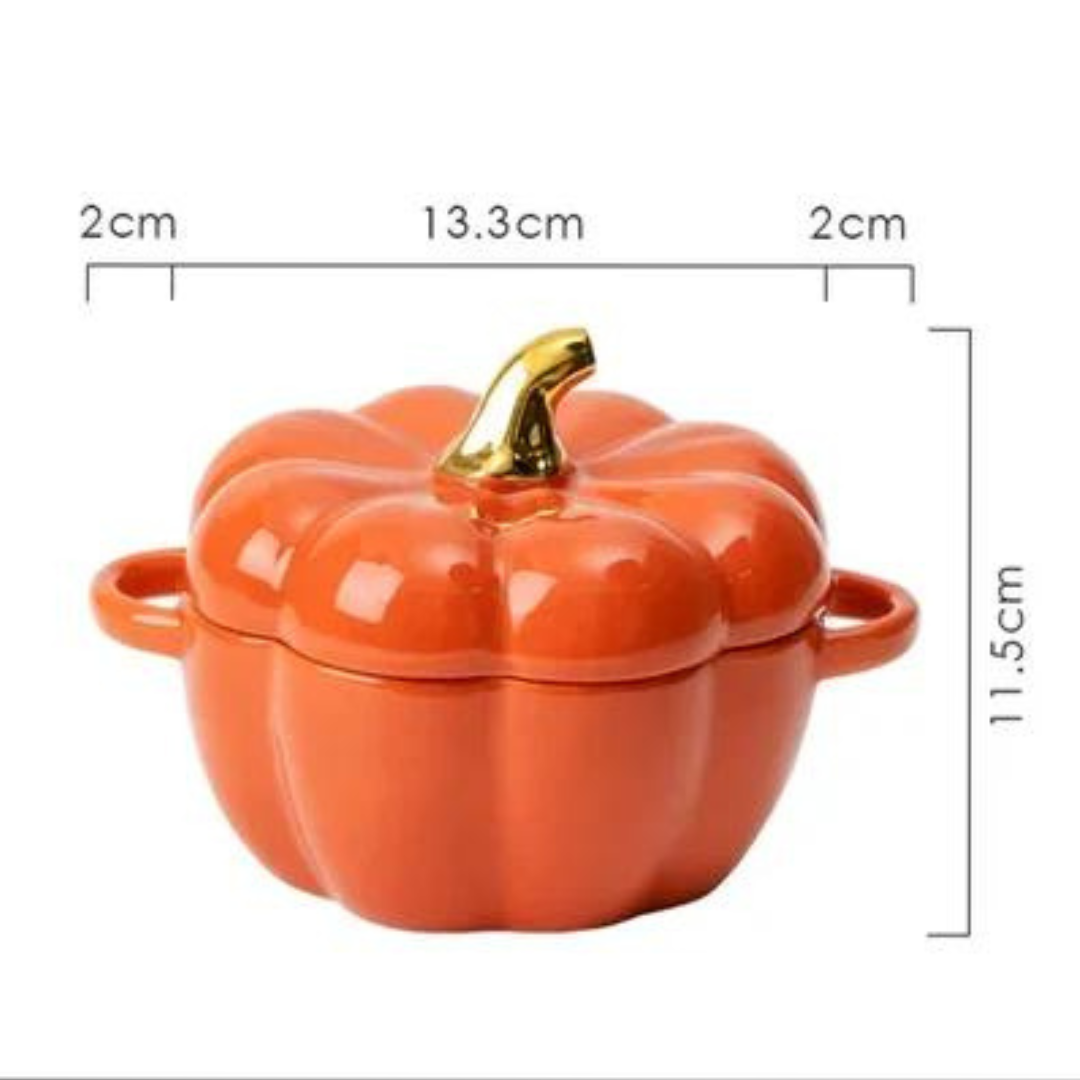 Pumpkin Stew Pot - Ceramic Bowl with Cover - 450 ML