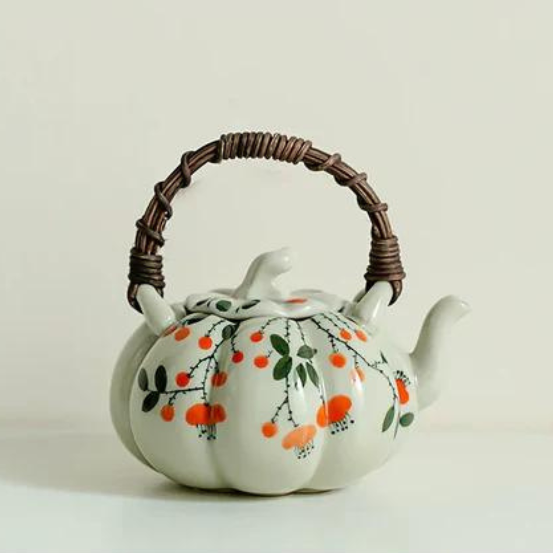 170ml Hand-painted Falling Pumpkin Teapot - Loop-handled